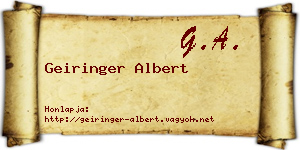 Geiringer Albert névjegykártya